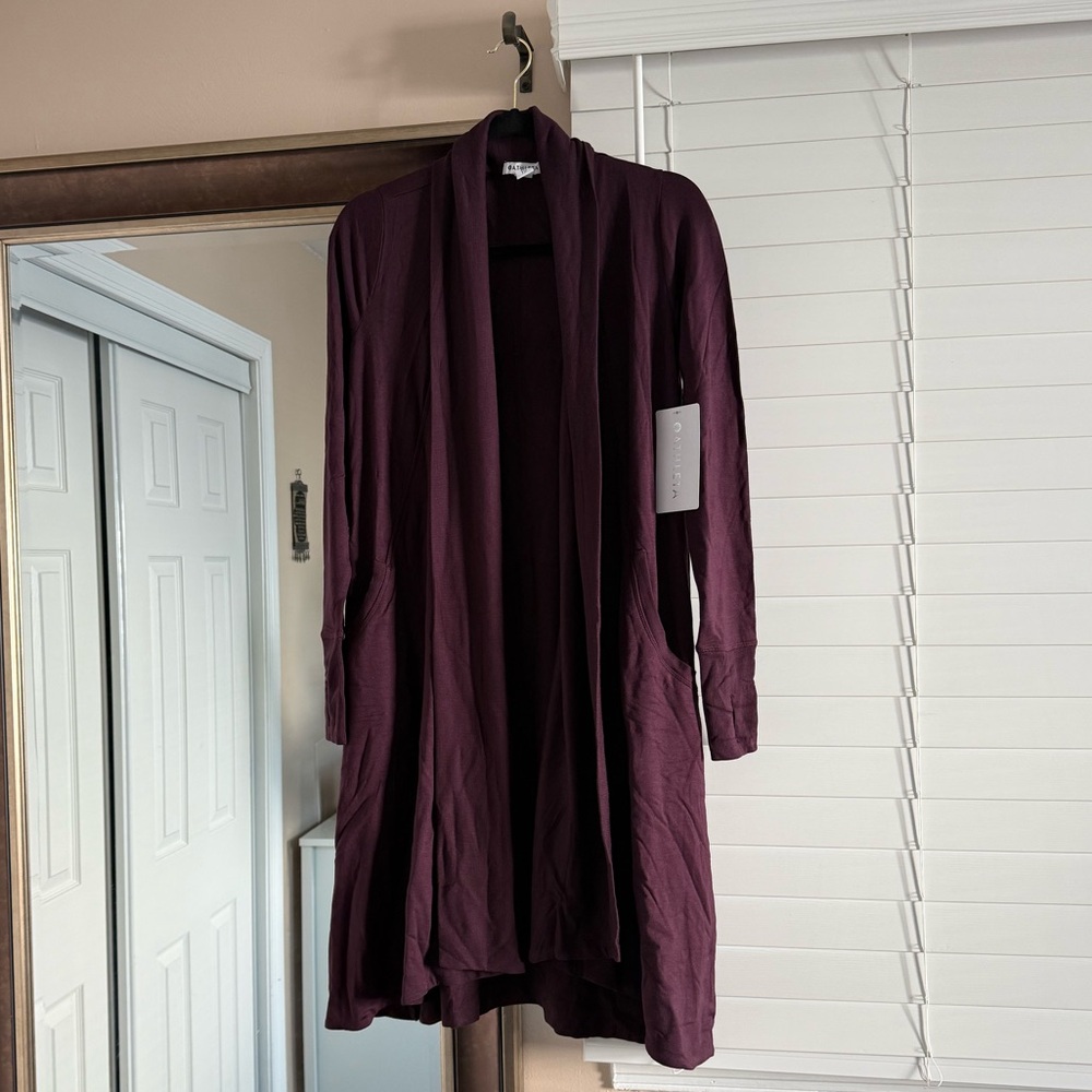 Athleta PRANAYAMA Long Wrap cardigan XXS Spiced Cabernet